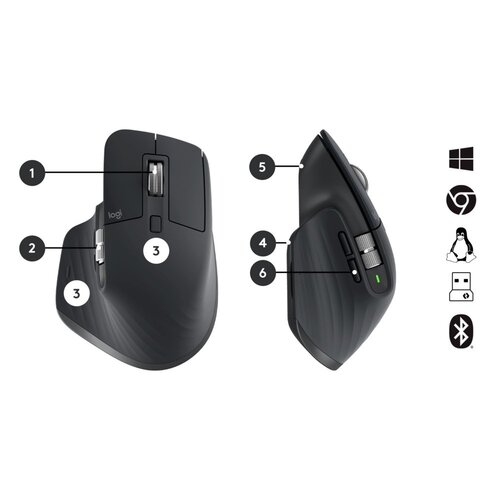 Logitech MX Keys Combo for Business Gen 2 | Draadloze Toetsenbord- en Muis-combo | RF / Bluetooth | QWERTY US International | Grafiet