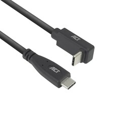 AC7470 | USB 3.2 Gen 2 Kabel | USB-C (recht) naar USB-C (haaks boven/beneden) | 60W | 10Gbps | 0,5m | Zwart