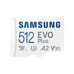 EVO Plus | MicroSDXC | 512GB | Class 10 | UHS-I U3 | V30 | A2 | Tot 160MB/s | Inclusief adapter