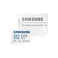 Samsung EVO Plus | MicroSDXC | 512GB | Class 10 | UHS-I U3 | V30 | A2 | Tot 160MB/s | Inclusief adapter