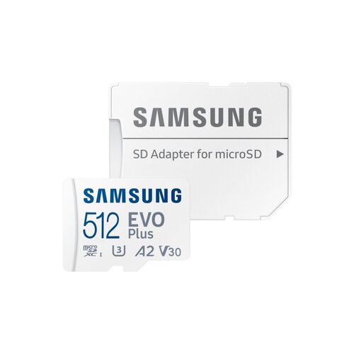 Samsung EVO Plus | MicroSDXC | 512GB | Class 10 | UHS-I U3 | V30 | A2 | Tot 160MB/s | Inclusief adapter