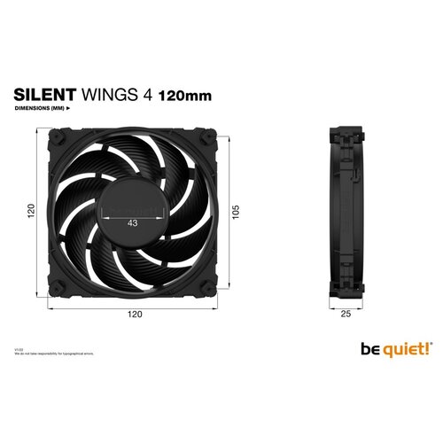 be quiet! Silent Wings 4 | 120mm Behuizingsventilator | Zwart | Single Pack (1 stuk)