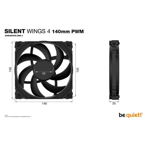 be quiet! Silent Wings 4 | 140mm PWM Behuizingsventilator | Zwart | Single Pack (1 stuk)