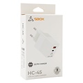 SBOX USB Oplader HC-45 | 45W | USB-A & USB-C (2 Poorten) | Wit
