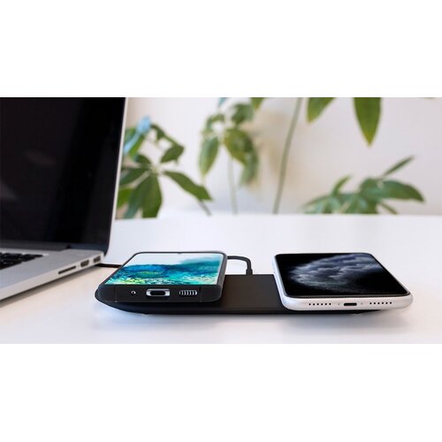 Mobiparts Dual Fast Wireless Charging Pad | Draadloze Oplader 10W Qi | Zwart