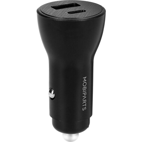 Mobiparts Car Charger | 2-Poorts USB-C & USB-A Autolader 30W PD Fast Charging | Zwart