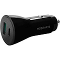 Mobiparts Car Charger | 2-Poorts USB-C & USB-A Autolader 30W PD Fast Charging | Zwart