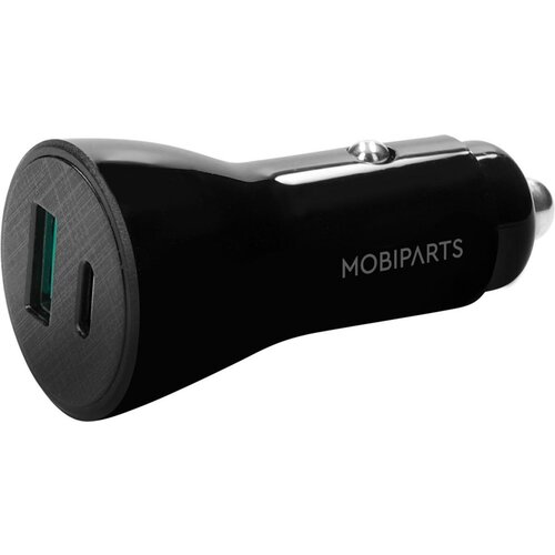 Mobiparts Car Charger | 2-Poorts USB-C & USB-A Autolader 30W PD Fast Charging | Zwart