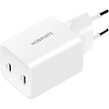 Mobiparts GaN Wall Charger | Dual USB-C Oplader 35W | Wit