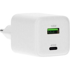 GaN Wall Charger | USB-C & USB-A 3.0 QC 45W | Wit