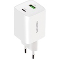 Mobiparts GaN Wall Charger | USB-C & USB-A 3.0 QC 45W | Wit