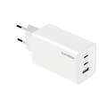 Mobiparts GaN Wall Charger | 2x USB-C & 3.0 USB-A QC 65W | Wit