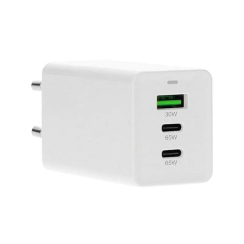 Mobiparts GaN Wall Charger | 2x USB-C & 3.0 USB-A QC 65W | Wit