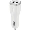 Mobiparts Car Charger | Dual USB-A Autolader 12W / 2.4A | Wit