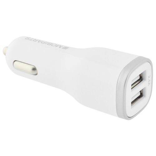 Mobiparts Car Charger | Dual USB-A Autolader 12W / 2.4A | Wit