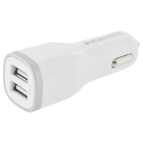 Mobiparts Car Charger | Dual USB-A Autolader 12W / 2.4A | Wit