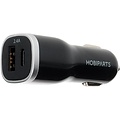Mobiparts Car Charger | Dual USB-A & USB-C Autolader 12W | Zwart