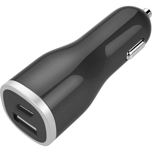 Mobiparts Car Charger | Dual USB-A & USB-C Autolader 12W | Zwart
