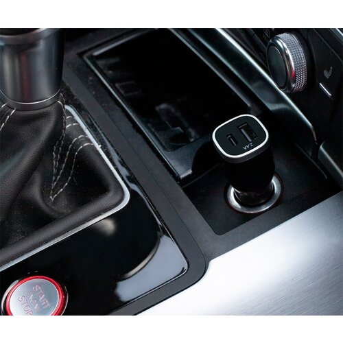 Mobiparts Car Charger | Dual USB-A & USB-C Autolader 12W | Zwart