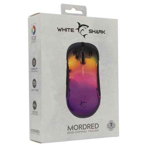 Baracuda White Shark Mordred-B | Gaming Muis | 825 Chipset | RGB Verlichting | 12.800 DPI