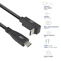 ACT AC7471 | USB 3.2 Gen 2 Kabel | USB-C (recht) naar USB-C (haaks boven/beneden) | 60W | 10Gbps | 1m | Zwart