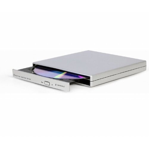 Gembird DVD‑USB‑02‑SV | Externe USB CD/DVD Brander en Speler | Zilver | USB 2.0 | Compact Plug & Play Design
