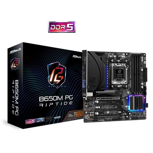 Asrock B650M PG Riptide | Socket AM5 | AMD B650 | 4xDDR5 | Micro-ATX | Moederbord | Renewed (refurbished)