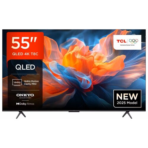 TCL 55T8C | 55" 4K Ultra HD QLED Smart TV | 120Hz | Google TV + Wifi | Dolby Vision & HDR10+ | HDMI 2.1 (2025)