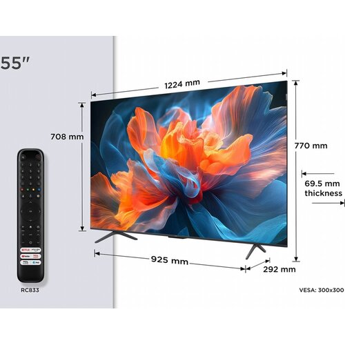 TCL 55T8C | 55" 4K Ultra HD QLED Smart TV | 120Hz | Google TV + Wifi | Dolby Vision & HDR10+ | HDMI 2.1 (2025)