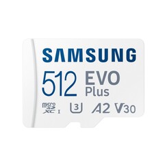 EVO Plus | MicroSDXC | 512GB | Class 10 | UHS-I U3 | V30 | A2 | Tot 160MB/s | Inclusief adapter