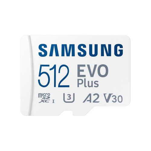 Samsung EVO Plus | MicroSDXC | 512GB | Class 10 | UHS-I U3 | V30 | A2 | Tot 160MB/s | Inclusief adapter