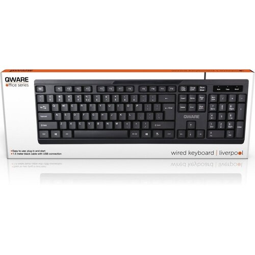 QWare QWARE Wired Keyboard Liverpool Zwart
