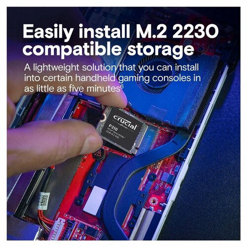 Crucial P310 | 1TB NVMe SSD | M.2 30mm | Gen4 | 7.100MB/s Lezen | 6.000MB/s Schrijven | RENEWED (refurbished)