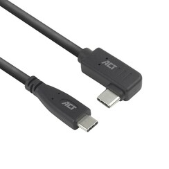 AC7405 | USB 3.0 Kabel | USB-C (recht) naar USB-C (haaks) | 60W | 10Gbps | 0,5m | Zwart