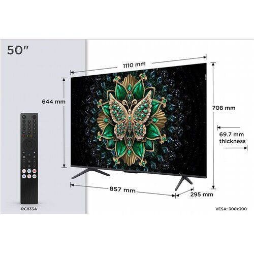 TCL 50C61K | 50" 4K Ultra HD QD-MiniLED | 120Hz | Google TV | Dolby Vision | HDMI 2.1 | Smart TV