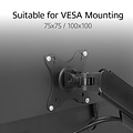 ACT AC8314 Monitorarm Essentials | Verstelbare Monitor-bureaubeugel | Tot 35" | Max 2x 9 kg | VESA 75x75 / 100x100 | 2 Monitoren | Gasveer