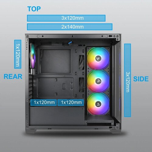 Azza Case  Neptun 491 | Midi Tower | RGB | Zwart en Hout
