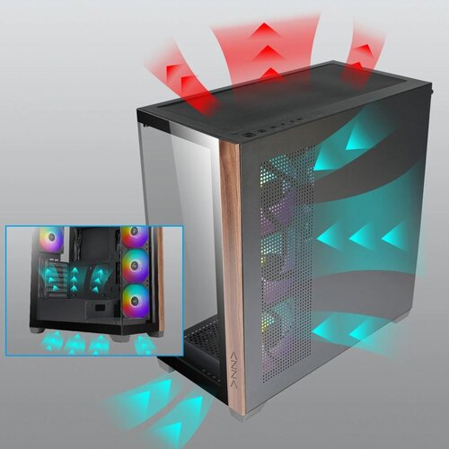 Azza Case  Neptun 491 | Midi Tower | RGB | Zwart en Hout