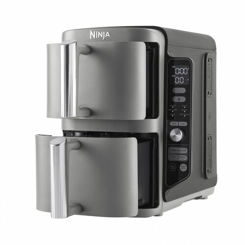 Ninja SL400EU Double Stack XL | Heteluchtfriteuse | Dubbel 9,5 l | 2470 W | Zwart, Grijs
