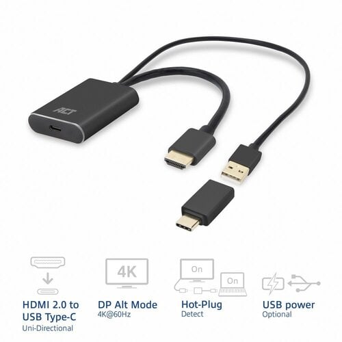 ACT AC7537 | HDMI naar USB Type C female adapter | 4K 60Hz