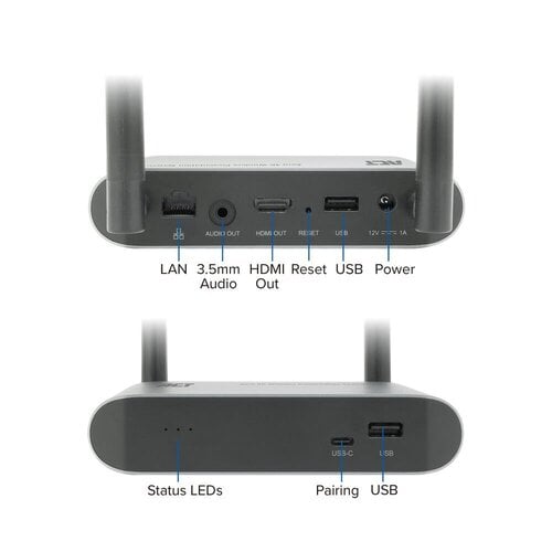 ACT Aero 4K Draadloos Presentatiesysteem (AC7960) | 4K (3840x2160) | USB-C | HDMI | Plug and Play | Multi User | Split Screen