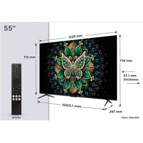 TCL 55C61K | 55" 4K Ultra HD QD-Mini LED Smart TV | Google TV | Dolby Vision IQ | 144Hz (2025)