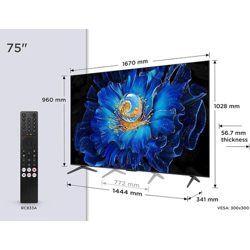TCL 75C61KS | 75" 4K Ultra HD QD-MiniLED | Google TV | Dolby Vision | HDMI 2.1 | Smart TV
