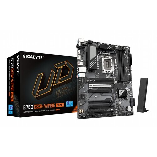 Gigabyte GIGABYTE B760 DS3H WIFI6E GEN5 | Intel B760 Express | LGA 1700 | ATX | DDR5 | PCIe 5.0 | WiFi 6E | 2.5GbE LAN | Moederbord