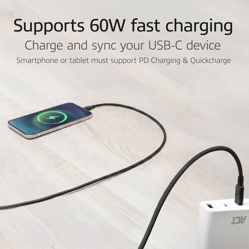 ACT AC3083 | USB 2.0 Kabel | USB-C naar USB-C | 60W | 480Mbps | Zwart | 2 Meter