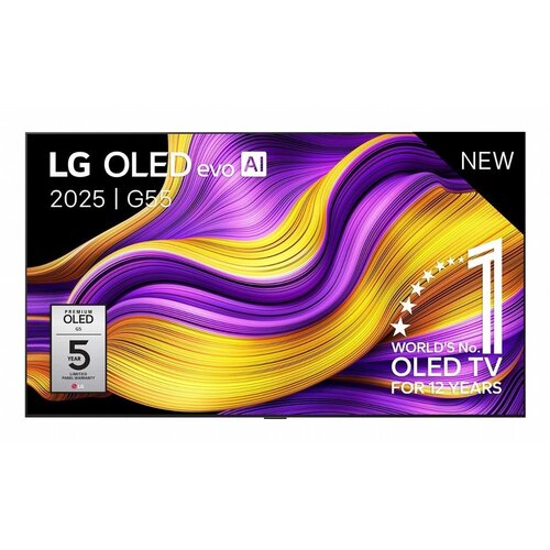 LG OLED55G55LW | 55'' OLED evo AI G5 Smart TV | 4K Ultra HD 165Hz | Dolby Vision & Atmos | Zilver | Inclusief muurbeugel - Zonder standaard