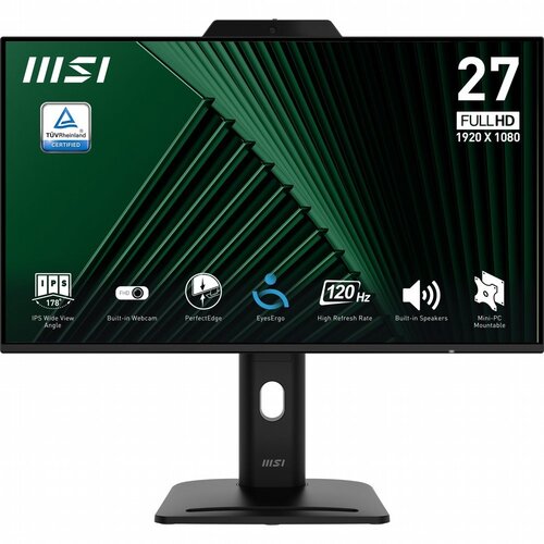 MSI PRO MP272PMG | 27" Full HD IPS Monitor | 120Hz | Webcam | USB | Zwart | OPEN BOX (refurbished)