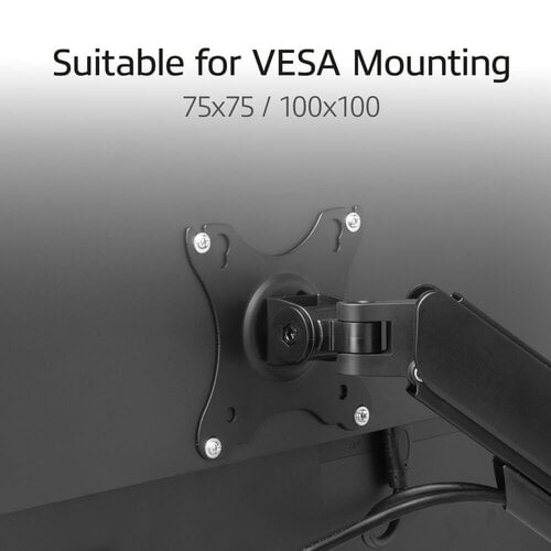 ACT AC8314 Monitorarm Essentials | Verstelbare Monitor-bureaubeugel | Tot 35" | Max 2x 9 kg | VESA 75x75 / 100x100 | 2 Monitoren | Gasveer | OPEN BOX (refurbished)