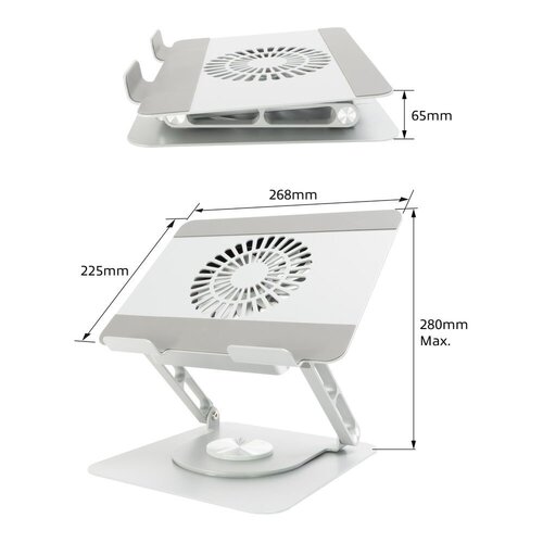 ACT AC8106 | 360° Draaibare Laptopstandaard | Met Ventilator | Traploos Verstelbaar