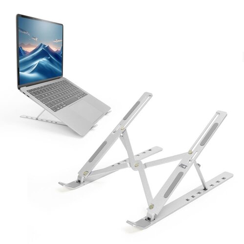 ACT AC8121 | Inklapbare Laptopstandaard tot 15,6" | 7 Verstelbare Standen | Metaal | Inclusief Reistas